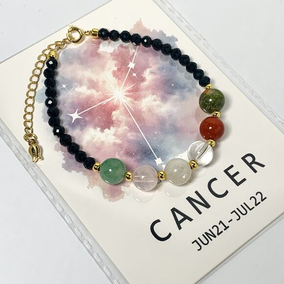 Cancer Crystal Bracelet - Handcrafted Natural Crystal 12 Constellation Bracelet - Picture 2 of 9